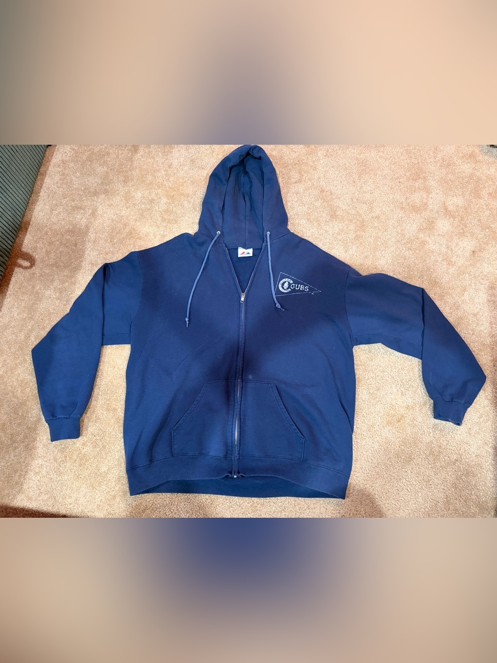 Chicago Cubs Majestic Navy Blue FullZip Hoodie Sweatshirt Size XL 1914 Bear Logo